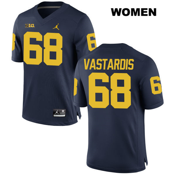 Women's NCAA Michigan Wolverines Andrew Vastardis #68 Navy Jordan Brand Authentic Stitched Football College Jersey RF25Z63PF